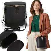 Sarcia.eu Elegante zwarte handtas, schoudertas, gouden details, ruim
