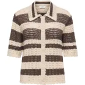 JDY Gebreid vest 'JDYRobin' crème / donkerbruin