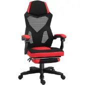 Vinsetto Ergonomische kantoorstoel gamestoel draaistoel met voetsteunen polyester zwart 921-233