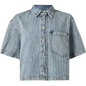 HUGO Blouse 'Gesila_1' blauw denim / wit