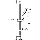 GROHE Tempesta 110 Cube Glijstangset - 60cm - vierkante handdouche - 3 straalsoorten - gladde doucheslang - met zeephouder - chroom