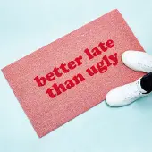 Fisura Deurmat Better Late Than Ugly - Roze/Rood - 60x40 cm - - Kokosvezel - PVC - Antislip