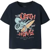 Name it MINI T-shirt donkerblauw Jongens Stretchkatoen Ronde hals Printopdruk - maat 104