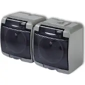 Zext Junior-Doppelsteckdose mit Rauchklappe grau (10GHE-2d)