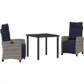 vidaXL Tuin Eettafel Set 3 st Grijs poly rattan