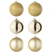 J-Line kerstbal - kunststof - goud - doos van 6