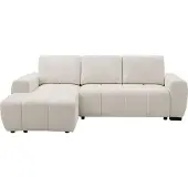 Vente-unique Slaapbank met hoek links in beige chenille stof - KOUMALO