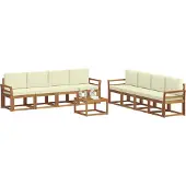 vidaXL Buiten bank set met kussen 9 pcs Natuurlijk en Crème