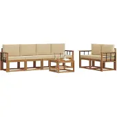 vidaXL Buiten bank set 7 st Natuurlijk en Beige