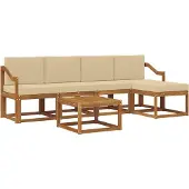 vidaXL Buiten bank set 6 st Natuurlijk en Beige