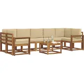vidaXL Buiten bank set 8 st Natuurlijk en Beige