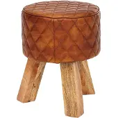 Wohnling Poef bruin leer 35x46x35 cm