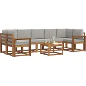 vidaXL Buiten bank set 8 st Natuurlijk en Licht Grijs