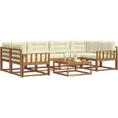 vidaXL Buiten bank set met kussen 7 pcs Natuurlijk en Crème
