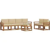 vidaXL Buiten bank set 7 st Natuurlijk en Beige
