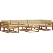 vidaXL Buiten bank set met kussen 8 pcs Natuurlijk en Beige