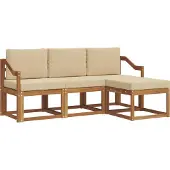 vidaXL Buiten bank set 4 st Natuurlijk en Beige