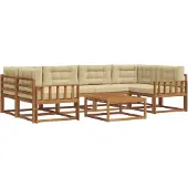 vidaXL Buiten bank set met kussen 7 pcs Natuurlijk en Beige