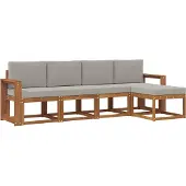 vidaXL Buiten bank set 5 st Natuurlijk en Licht Grijs