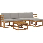 vidaXL Buiten bank set 6 st Natuurlijk en Licht Grijs