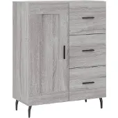 vidaXL Dressoir 69,5x34x90 cm bewerkt hout grijs sonoma eikenkleurig
