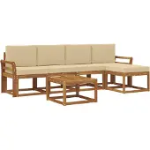 vidaXL Buiten bank set 6 st Natuurlijk en Beige