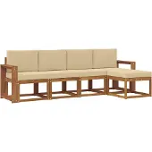vidaXL Buiten bank set 5 st Natuurlijk en Beige