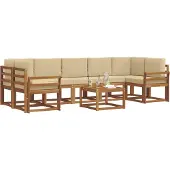 vidaXL Buiten bank set 8 st Natuurlijk en Beige