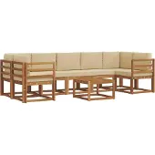 vidaXL Buiten bank set 8 st Natuurlijk en Beige