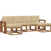 vidaXL Buiten bank set 6 st Natuurlijk en Beige
