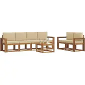 vidaXL Buiten bank set 7 st Natuurlijk en Beige