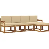 vidaXL Buiten bank set 5 st Natuurlijk en Beige