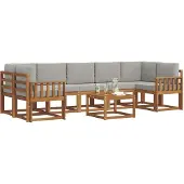 vidaXL Buiten bank set 8 st Natuurlijk en Licht Grijs