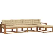 vidaXL Buiten bank set 5 st Natuurlijk en Beige