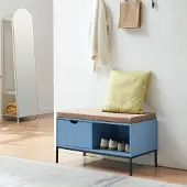 En.casa Schoenenbank Colwyn 80x40x45 cm blauw zwart en grijs []