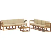 vidaXL Buiten bank set 9 st Natuurlijk en Beige