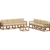 vidaXL Buiten bank set 9 st Natuurlijk en Beige