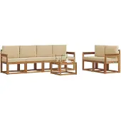 vidaXL Buiten bank set 7 st Natuurlijk en Beige