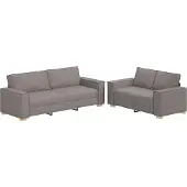 vidaXL 2-delige Loungeset met kussens stof taupe