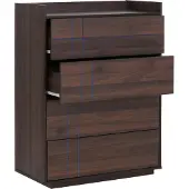 MCW Commode -P44, dressoir, 4 laden met push-to-open-systeem, MDF 107x80x40 cm ~ walnootlook