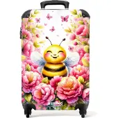 NoBoringSuitcases.com - Kinderkoffer bloemen bij - Trolley koffer kind - 55x35x25