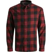 Jack & Jones Overhemd 'JJEGingham' bloedrood / zwart