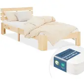Homestyle4u Eenpersoonsbed - 90x200 cm - met Binnenveringmatras - Natuur