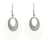 Behave - Oorbelhangers dames - Zilverkleur transparant ovaal - Retro look 4,5cm