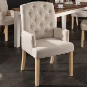 Invicta Elegante fauteuil CASTLE beige met Chesterfield stiksels in landelijke stijl - 40073