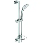 Ideal standard Idealrain glijstangset m. handdouche M1 Ø10cm 60cm 1 stand m. transparante zeepschaal chroom