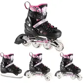 NILS NH10905 4-in-1 ROSA LED rolschaatsen met hockeyschaatsen, merk - 5907695520149