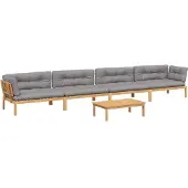 vidaXL 5-delige Loungeset pallet met kussens massief acaciahout
