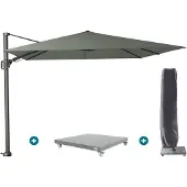 Platinum Challenger Zweefparasol T2 3x3 m - Olijf met voet en hoes