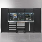 Datona Werkplaatsinrichting PREMIUM met RVS werkblad 325 cm breed - Zwart